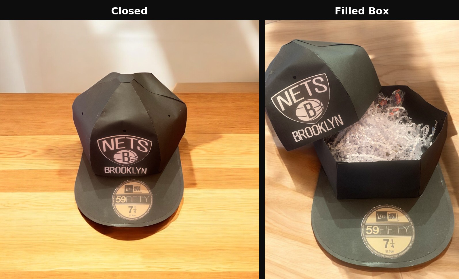 Custom team cap gift box example