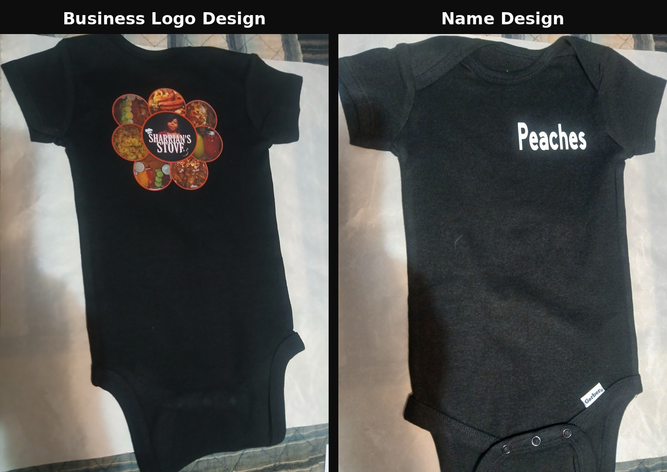 Custom baby onesie example