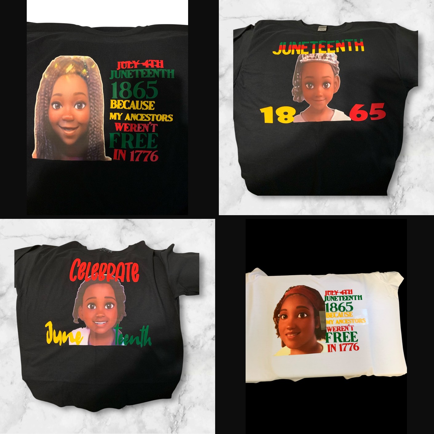 Custom Juneteenth graphic t-shirt examples