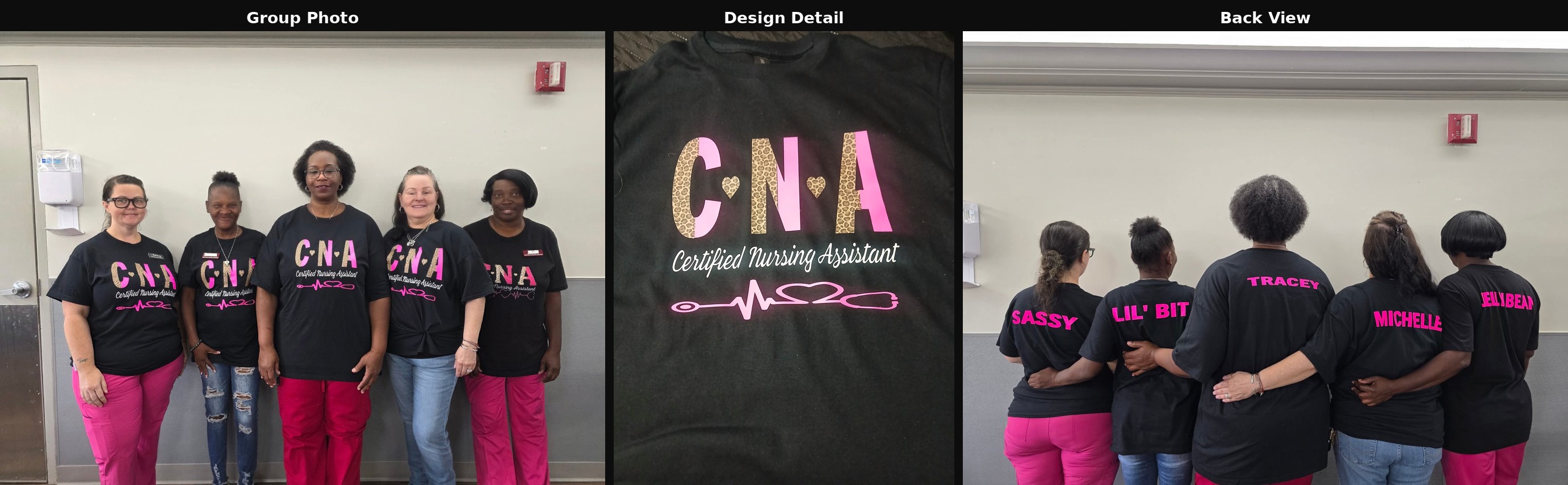 Custom CNA group t-shirt example