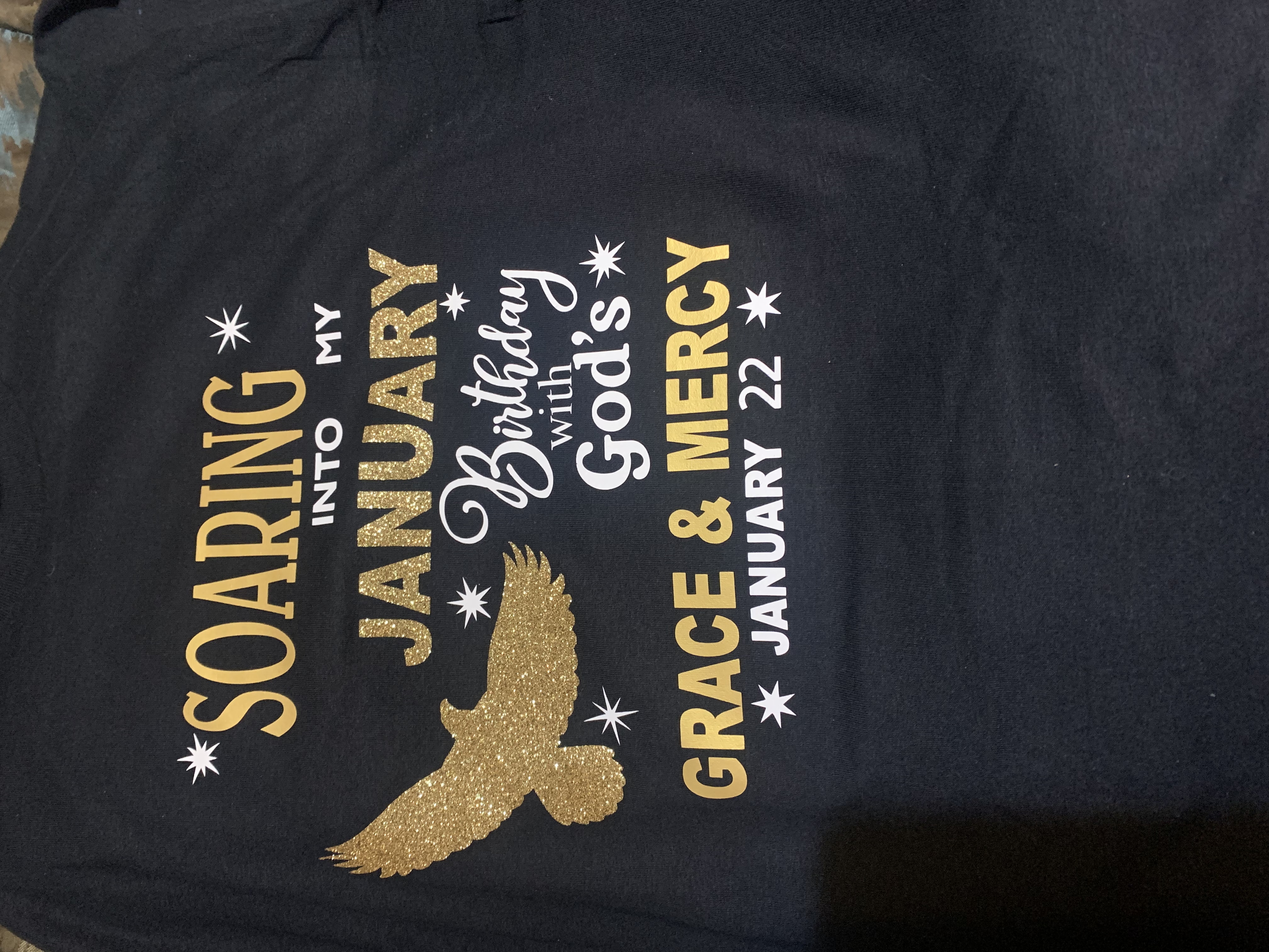 Custom January birthday t-shirt example
